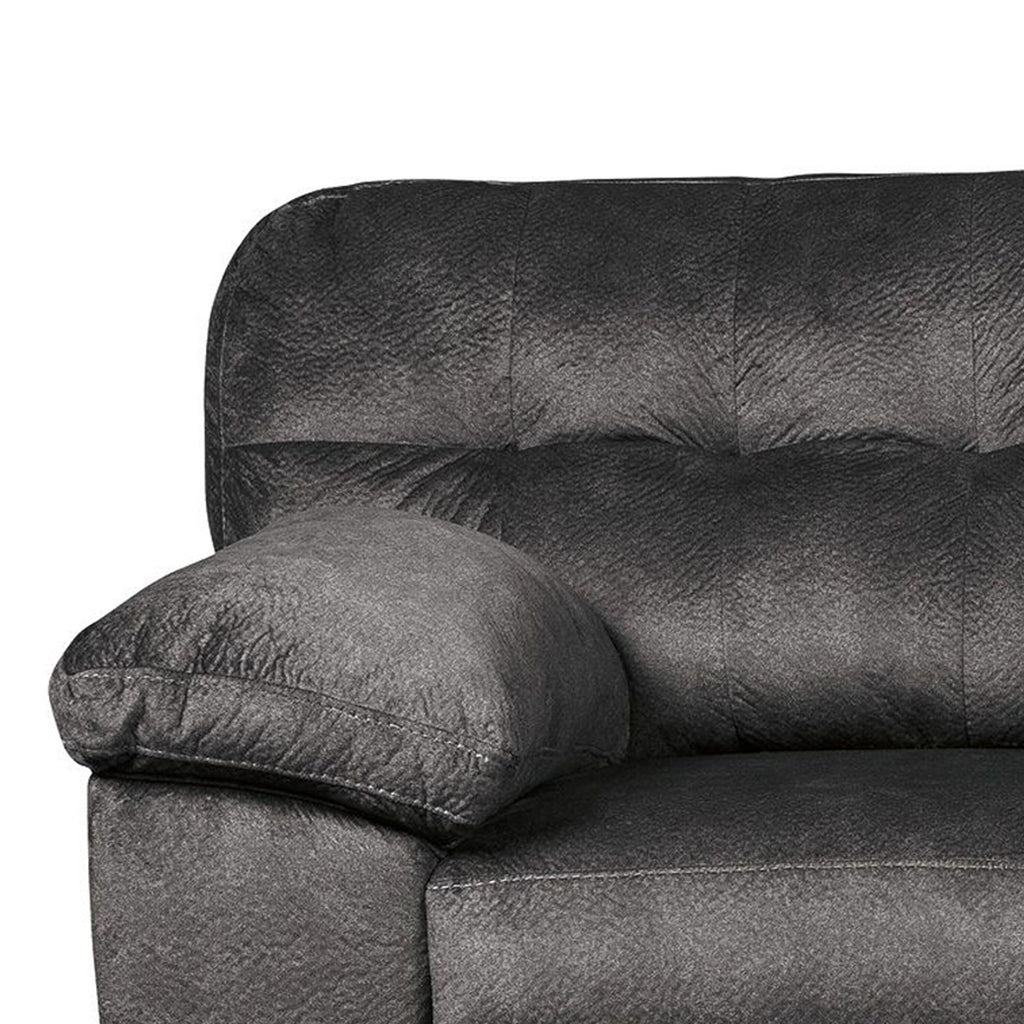 Canapé Acai, coussins capitonnés, accoudoirs en polyester gris, 94 pouces