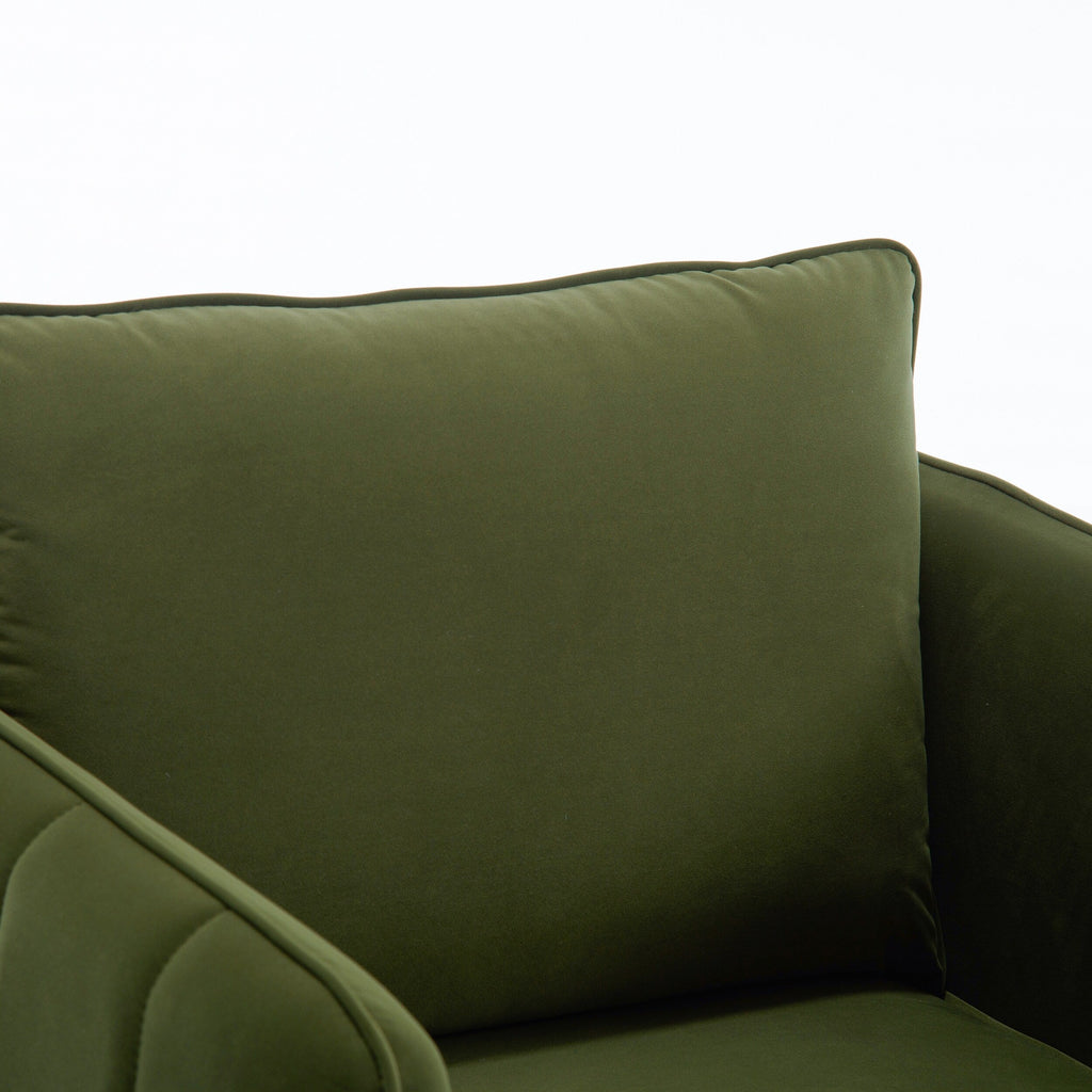 Fauteuil d'appoint pour salon, canapé simple confortable en velours, fauteuil moderne du milieu du siècle avec 1 coussin et pieds en métal