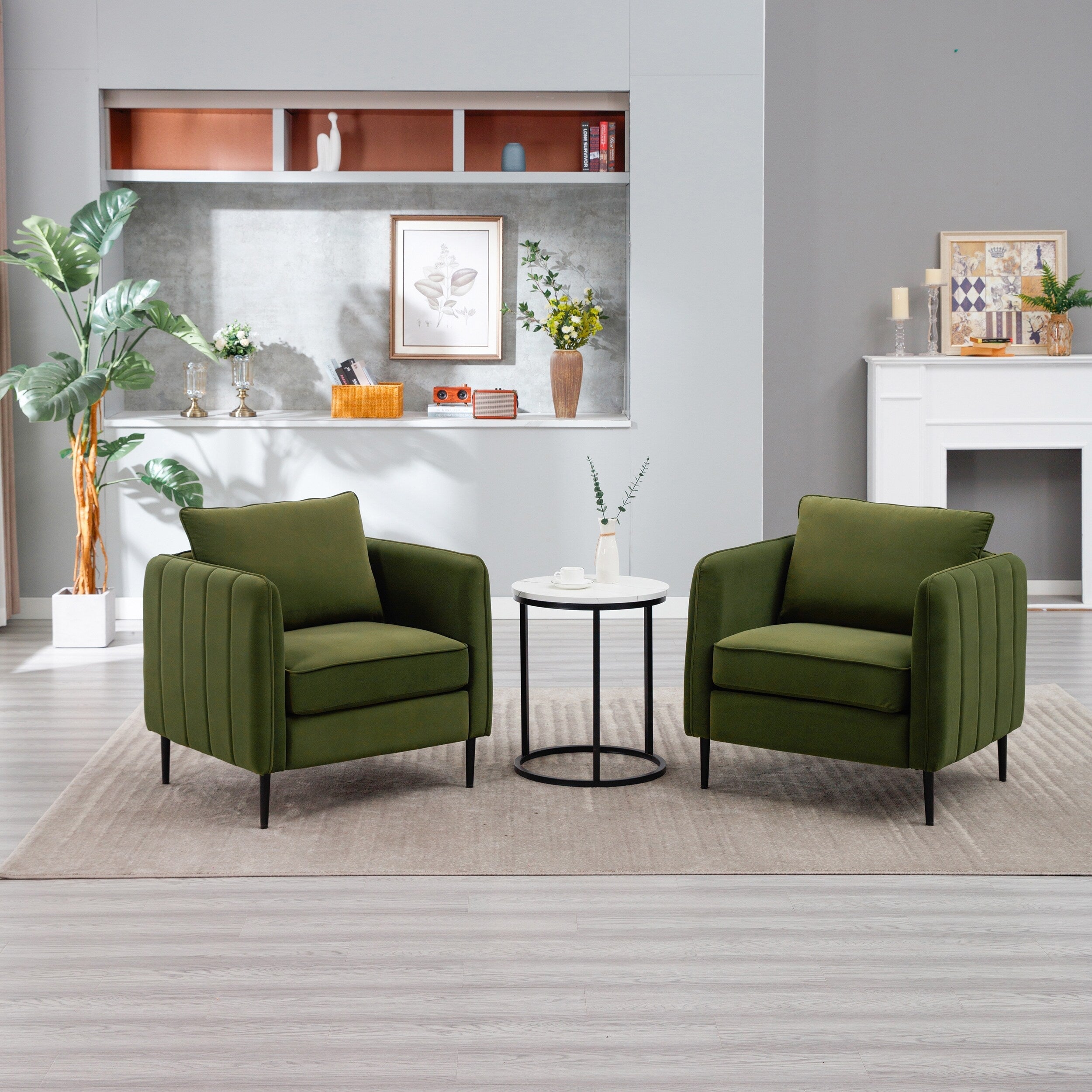 Fauteuil d'appoint pour salon, canapé simple confortable en velours, fauteuil moderne du milieu du siècle avec 1 coussin et pieds en métal