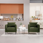 Fauteuil d'appoint pour salon, canapé simple confortable en velours, fauteuil moderne du milieu du siècle avec 1 coussin et pieds en métal