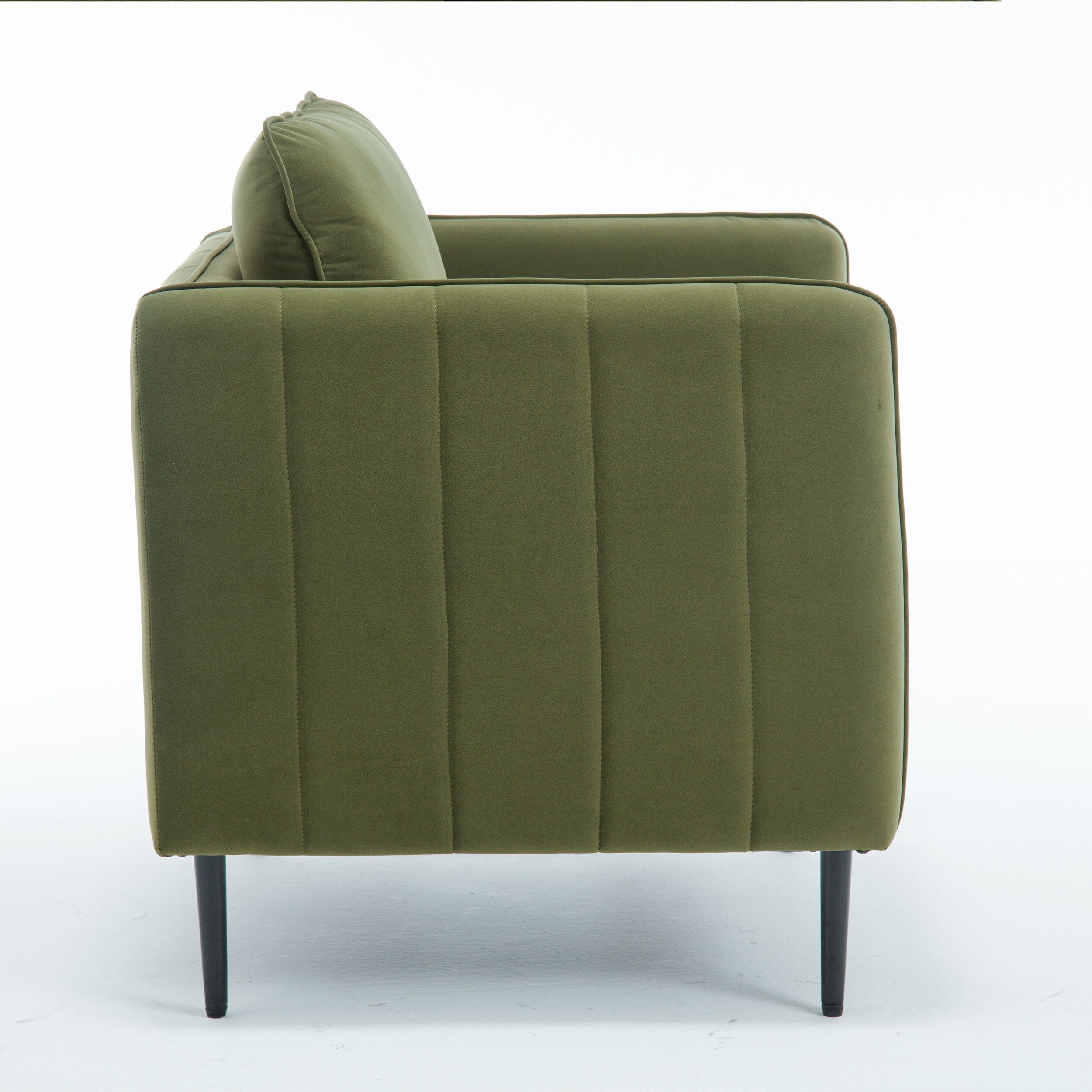 Fauteuil d'appoint pour salon, canapé simple confortable en velours, fauteuil moderne du milieu du siècle avec 1 coussin et pieds en métal
