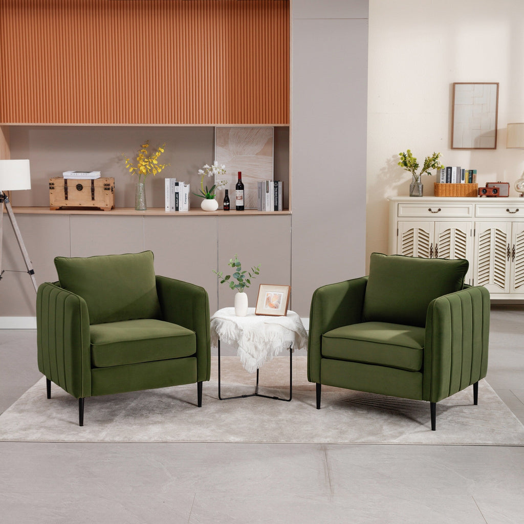Fauteuil d'appoint pour salon, canapé simple confortable en velours, fauteuil moderne du milieu du siècle avec 1 coussin et pieds en métal