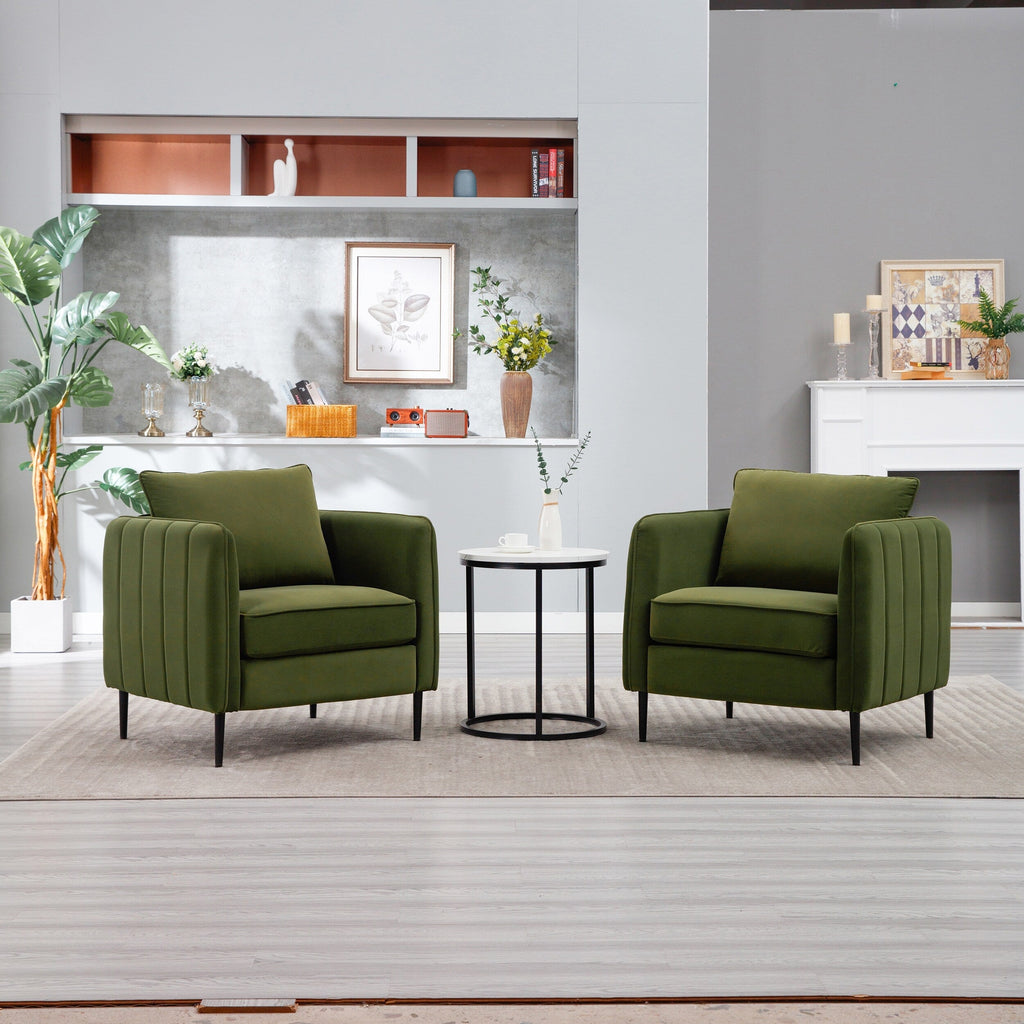 Fauteuil d'appoint pour salon, canapé simple confortable en velours, fauteuil moderne du milieu du siècle avec 1 coussin et pieds en métal