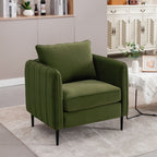Fauteuil d'appoint pour salon, canapé simple confortable en velours, fauteuil moderne du milieu du siècle avec 1 coussin et pieds en métal