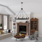 Lustre Acroma Farmhouse à 12 lumières, 40 po, en forme de roue de chariot, certifié UL - 40 po P x 138 po H