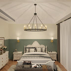 Lustre Acroma Farmhouse à 12 lumières, 40 po, en forme de roue de chariot, certifié UL - 40 po P x 138 po H