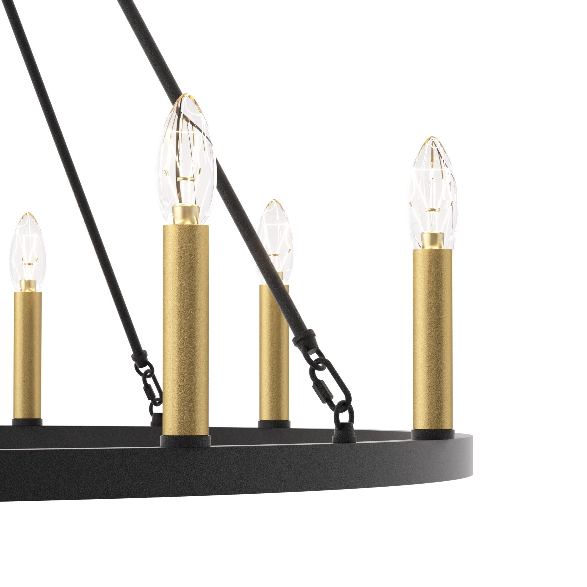 Lustre Acroma Farmhouse à 12 lumières, 40 po, en forme de roue de chariot, certifié UL - 40 po P x 138 po H