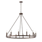 Lustre Acroma Farmhouse à 12 lumières, 40 po, en forme de roue de chariot, certifié UL - 40 po P x 138 po H