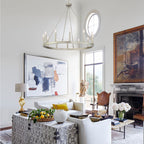 Lustre Acroma Farmhouse à 12 lumières, 40 po, en forme de roue de chariot, certifié UL - 40 po P x 138 po H