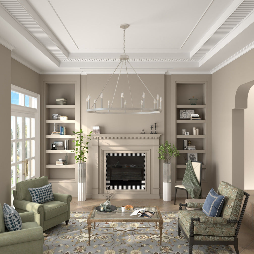 Lustre Acroma Farmhouse à 12 lumières, 40 po, en forme de roue de chariot, certifié UL - 40 po P x 138 po H