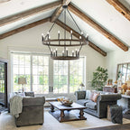 Lustre rond en forme de roue de chariot de style ferme moderne Acroma à 20 lumières de 40 po avec UL