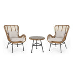 Ensemble de salon de jardin Acuna 3 pièces en osier avec coussins par Christopher Knight Home