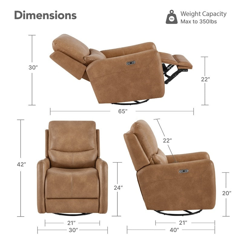 Fauteuil inclinable pivotant électrique Adalyn avec coussin lombaire