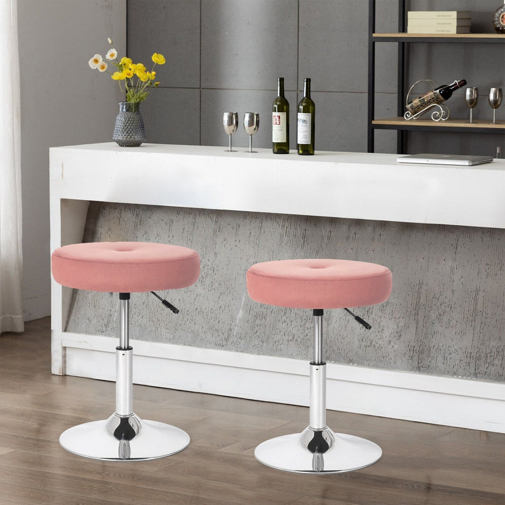 Tabouret de coiffeuse pivotant rond et réglable en velours Adeco