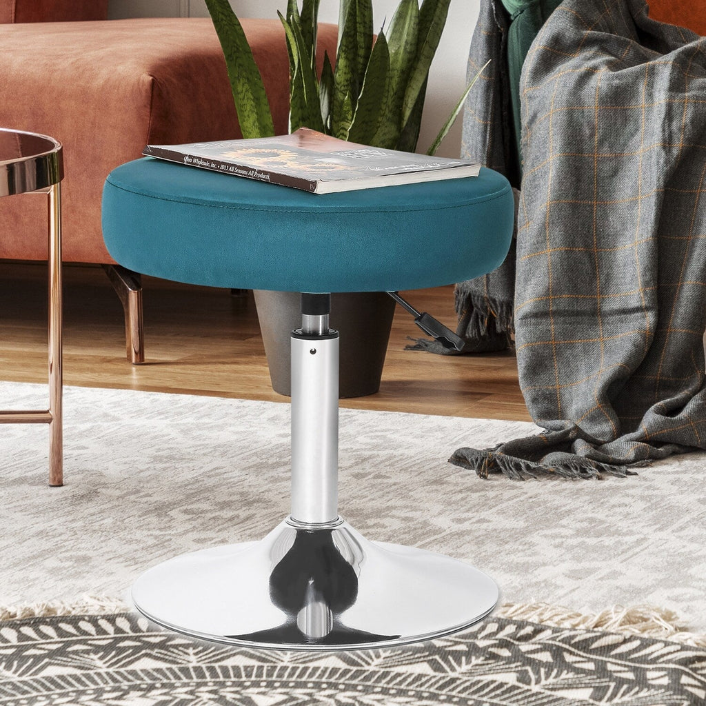 Tabouret de coiffeuse pivotant rond et réglable en velours Adeco
