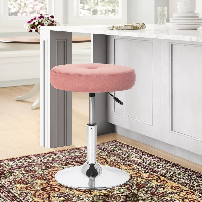 Tabouret de coiffeuse pivotant rond et réglable en velours Adeco