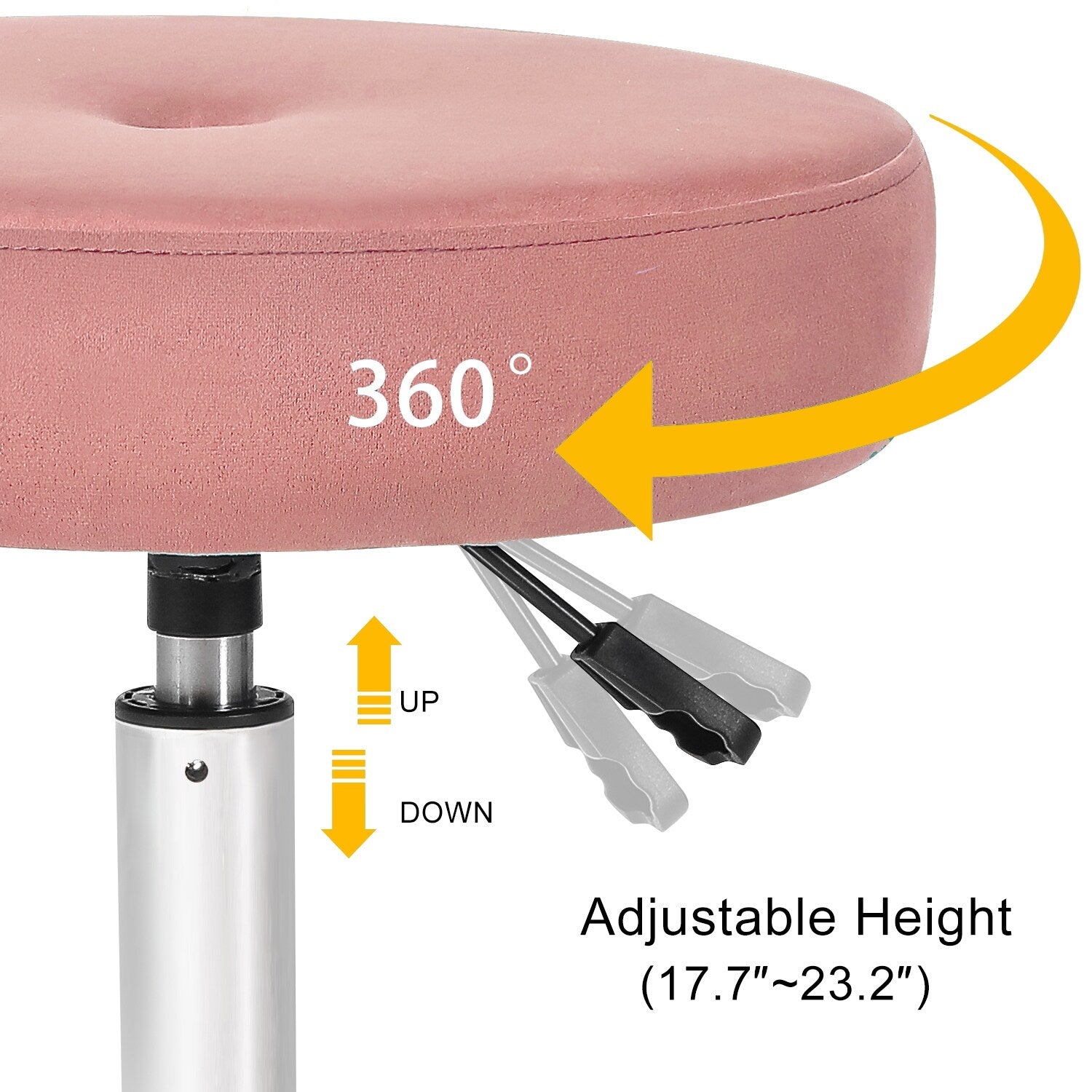 Tabouret de coiffeuse pivotant rond et réglable en velours Adeco