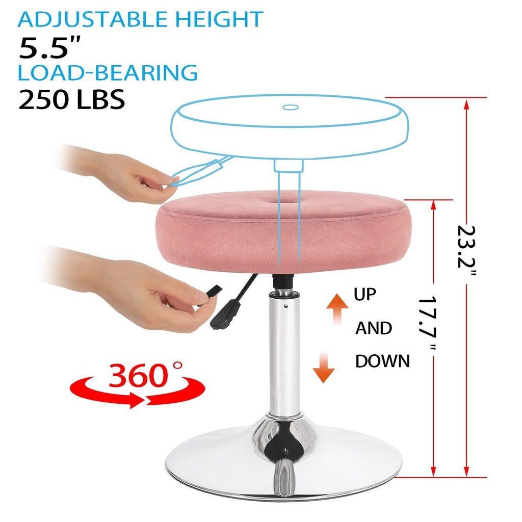 Tabouret de coiffeuse pivotant rond et réglable en velours Adeco