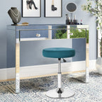 Tabouret de coiffeuse pivotant rond et réglable en velours Adeco