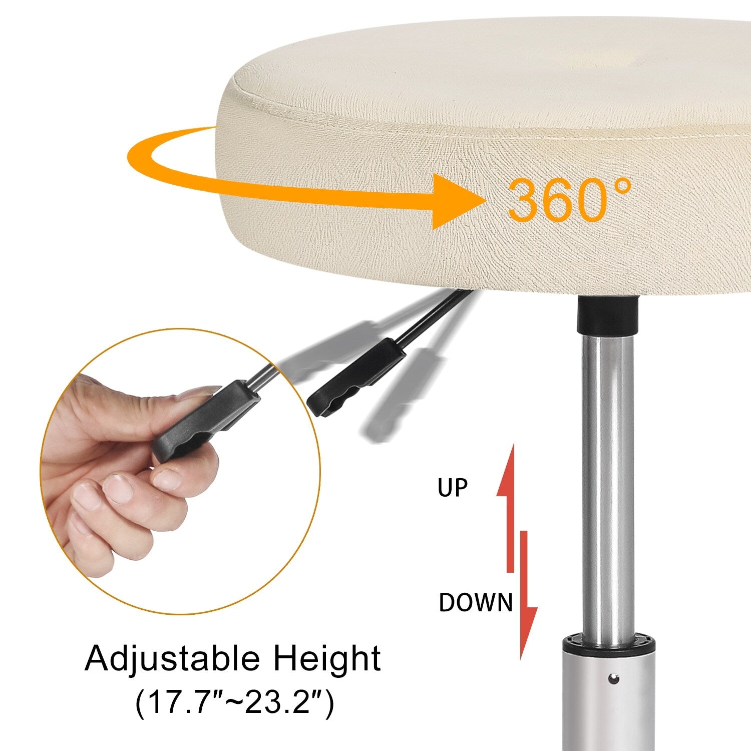 Tabouret de coiffeuse pivotant rond et réglable en velours Adeco