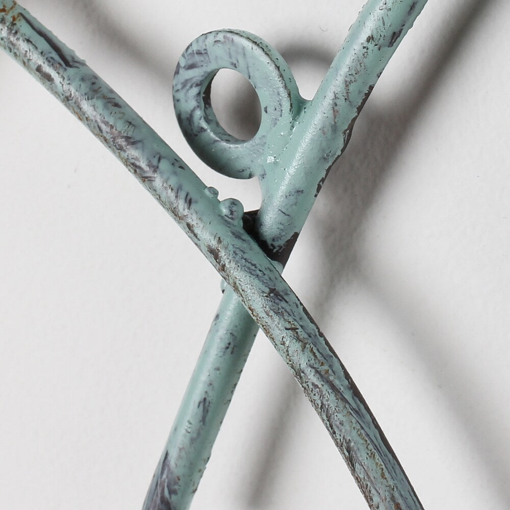 Décoration murale décorative Adeco en fer bleu vieilli, banc de poissons