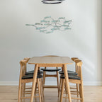 Décoration murale décorative Adeco en fer bleu vieilli, banc de poissons