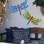 Lot de 2 sculptures murales en métal Adeco en forme de libellule