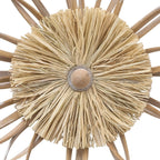 Décoration murale en paille de raphia tricotée à la main avec des fleurs de ferme en bois Adeco