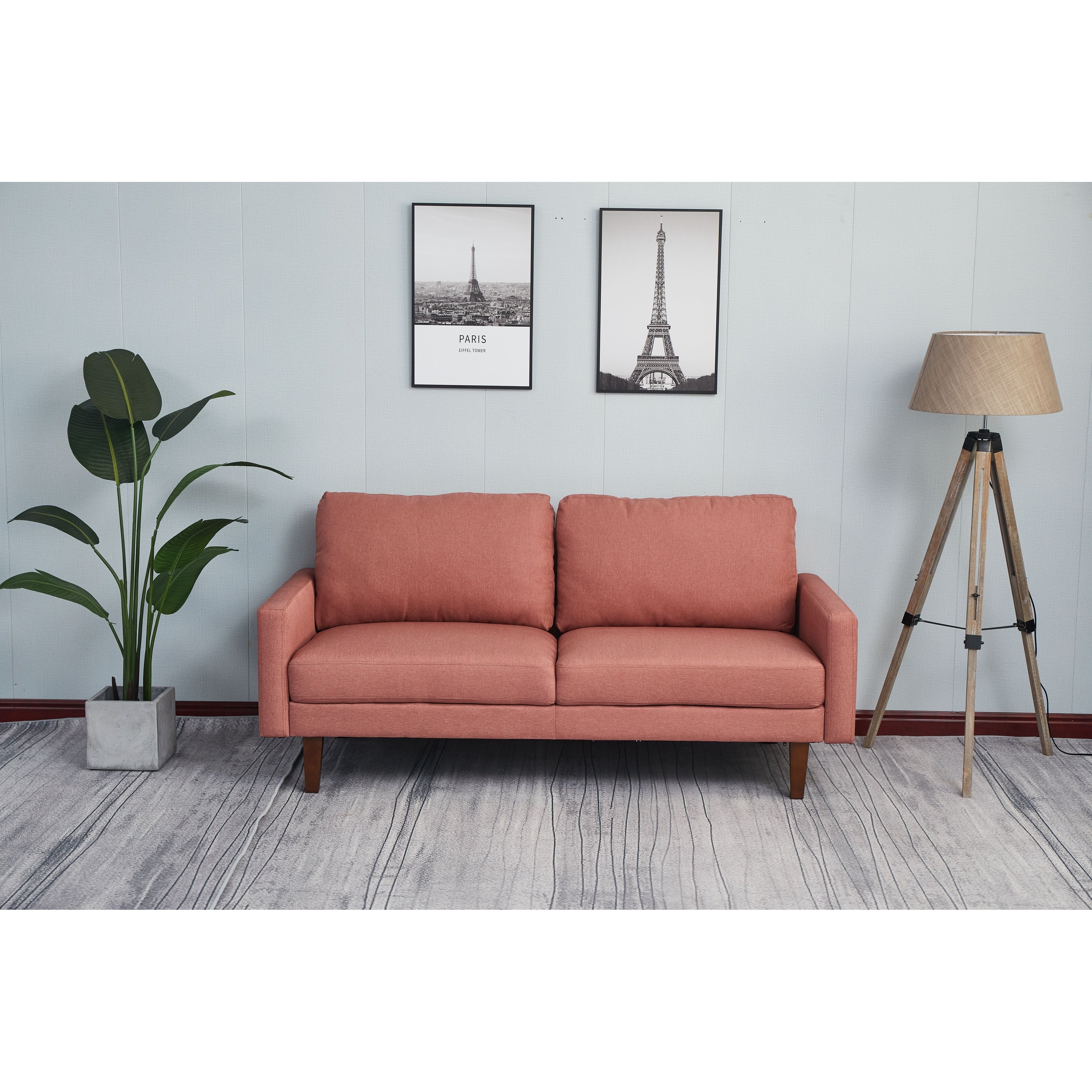 Canapé à accoudoirs carrés en lin Adelaide 70''