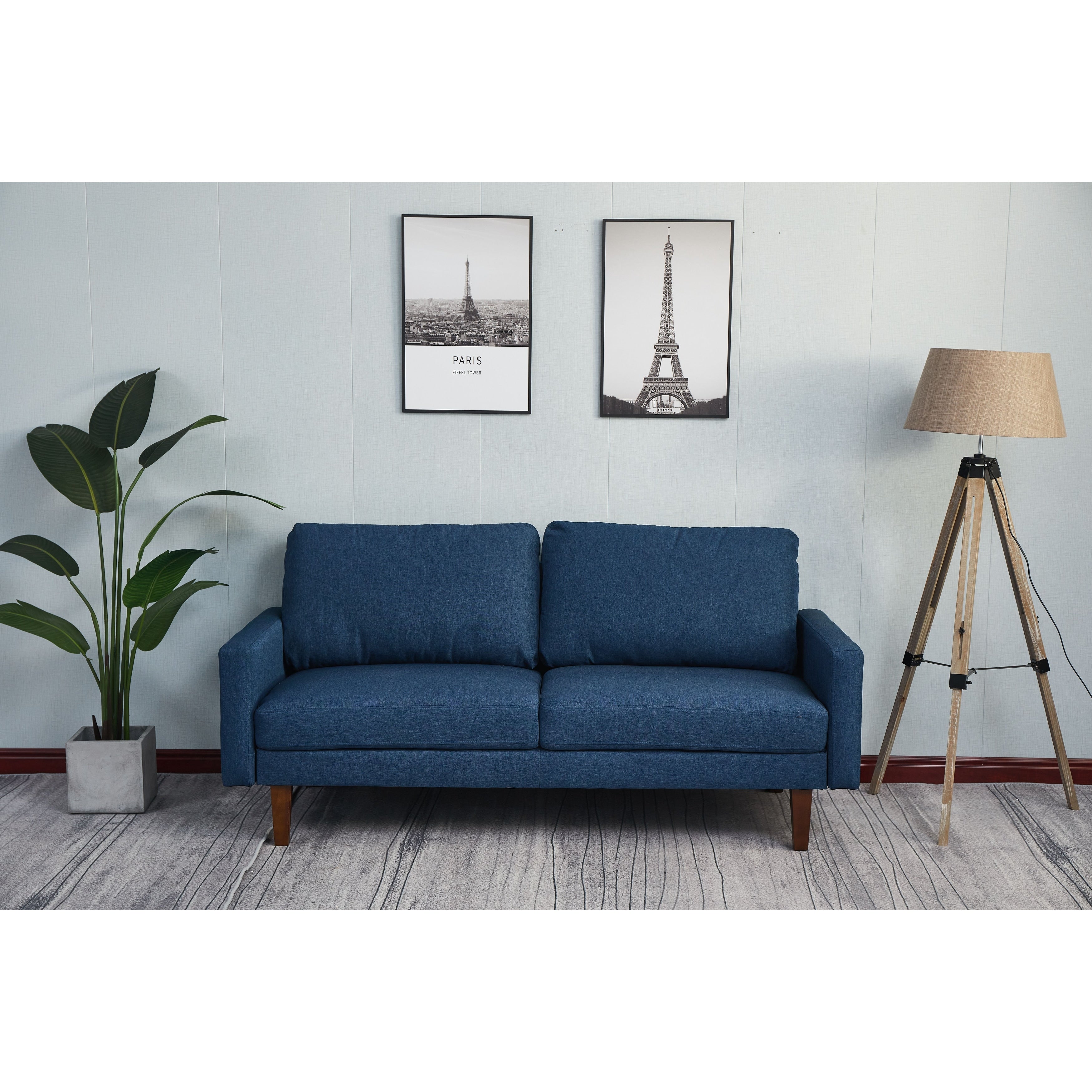 Canapé à accoudoirs carrés en lin Adelaide 70''