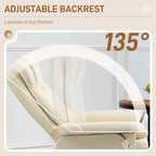 Fauteuil inclinable pivotant réglable en similicuir, fauteuil à dossier haut rembourré avec pouf et base en bois