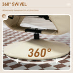 Fauteuil inclinable pivotant réglable en similicuir, fauteuil à dossier haut rembourré avec pouf et base en bois