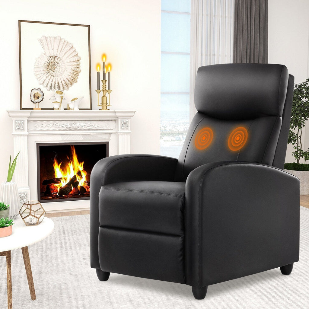 Fauteuil inclinable réglable en cuir PU avec 8 réglages de massage, support lombaire et double repose-pieds pour une relaxation ultime