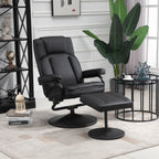 Fauteuil inclinable manuel pivotant réglable en similicuir avec repose-pieds pour salon, bureau ou chambre