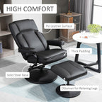 Fauteuil inclinable manuel pivotant réglable en similicuir avec repose-pieds pour salon, bureau ou chambre