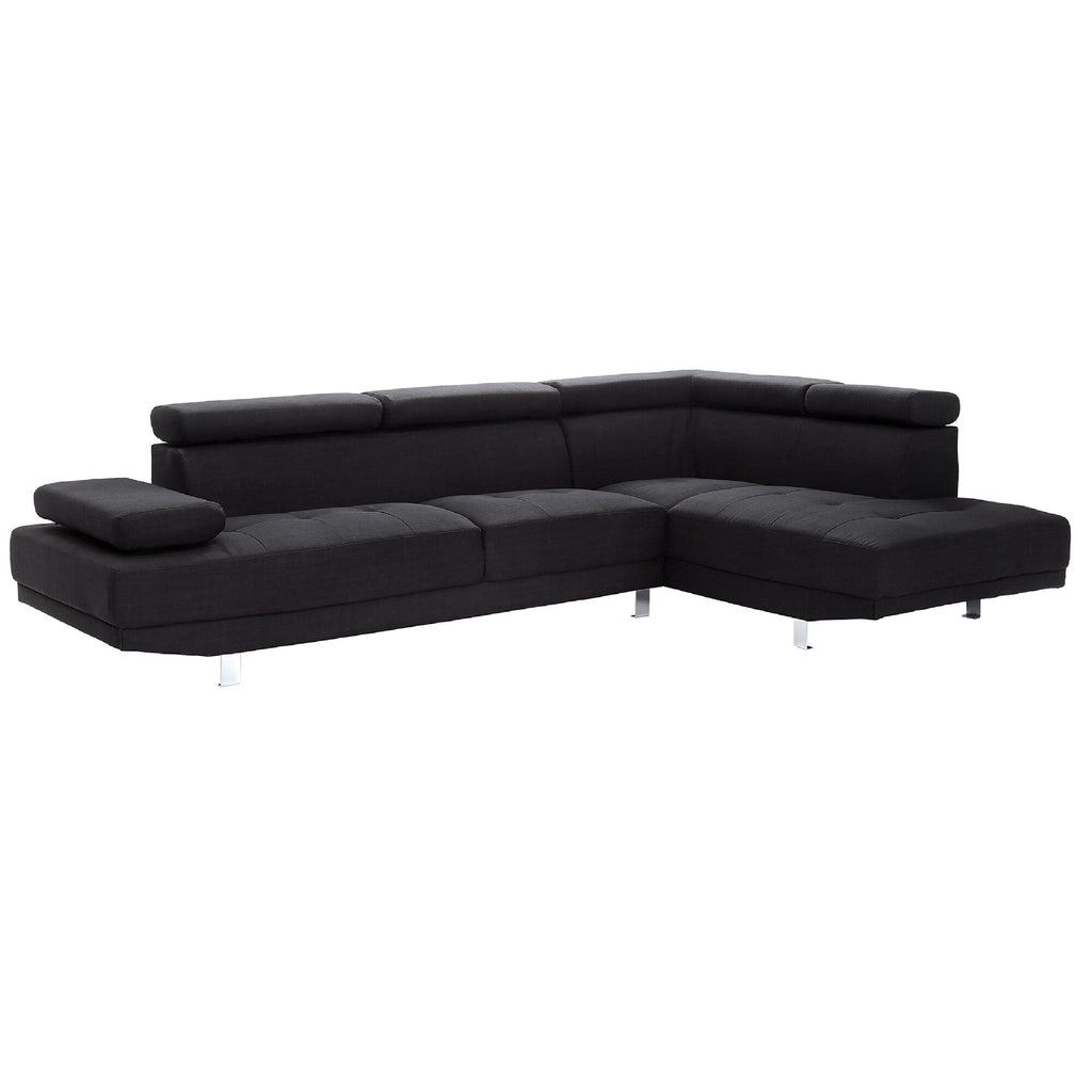 Canapé sectionnel réglable en L en sergé - 109 - Noir