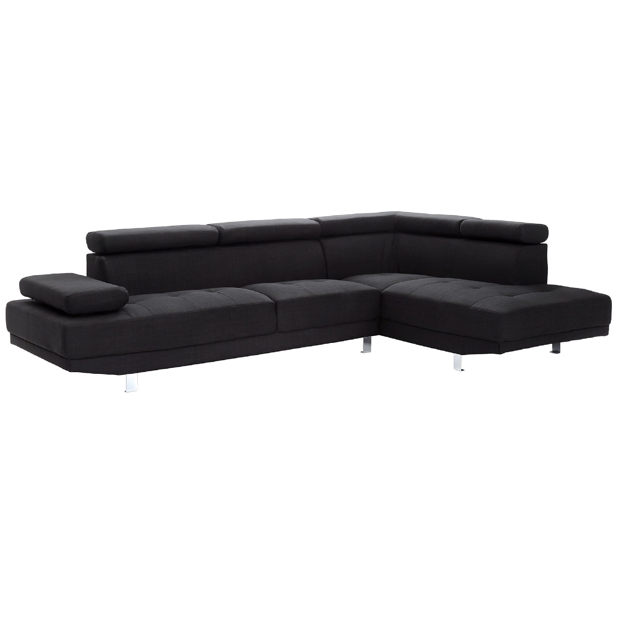 Canapé sectionnel réglable en L en sergé - 109 - Noir