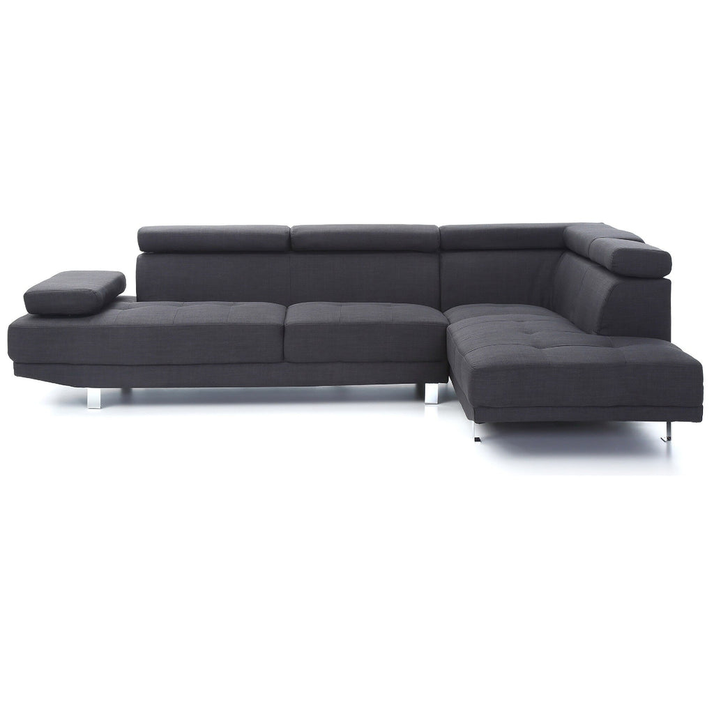 Canapé sectionnel réglable en L en sergé - 109 - Noir