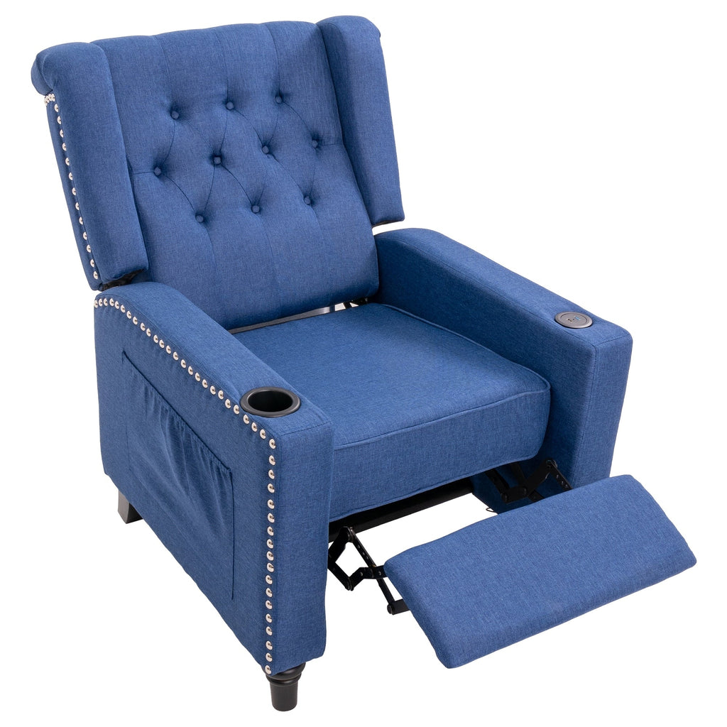 Fauteuil inclinable à dossier réglable, fauteuil clouté, grand canapé rembourré