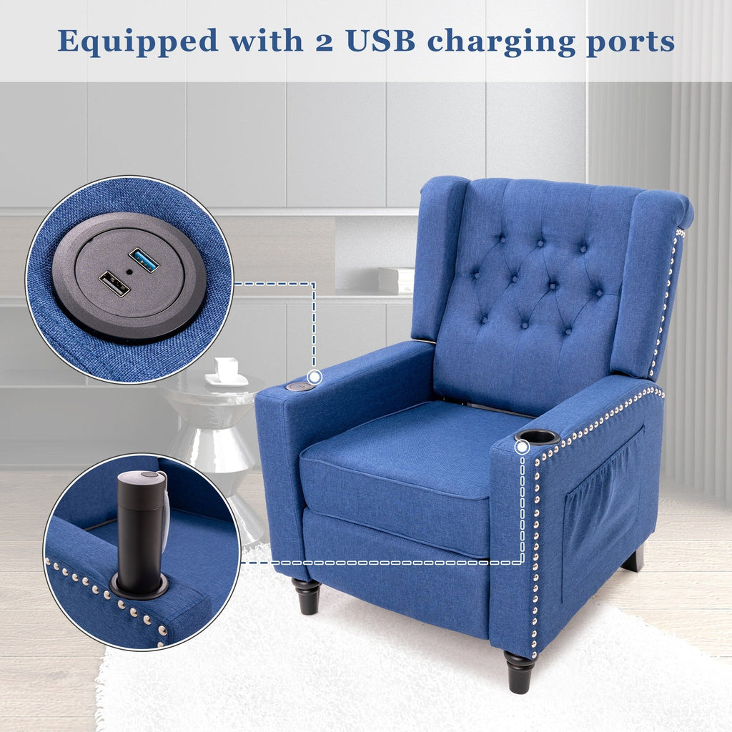 Fauteuil inclinable à dossier réglable, fauteuil clouté, grand canapé rembourré