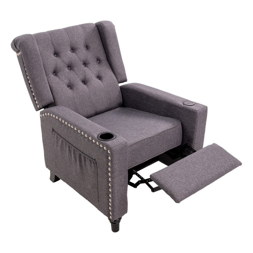 Fauteuil inclinable à dossier réglable, fauteuil clouté, grand canapé rembourré