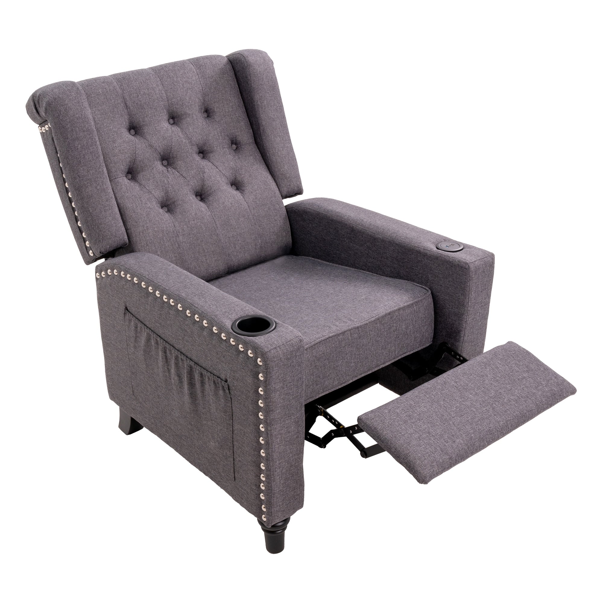 Fauteuil inclinable à dossier réglable, fauteuil clouté, grand canapé rembourré