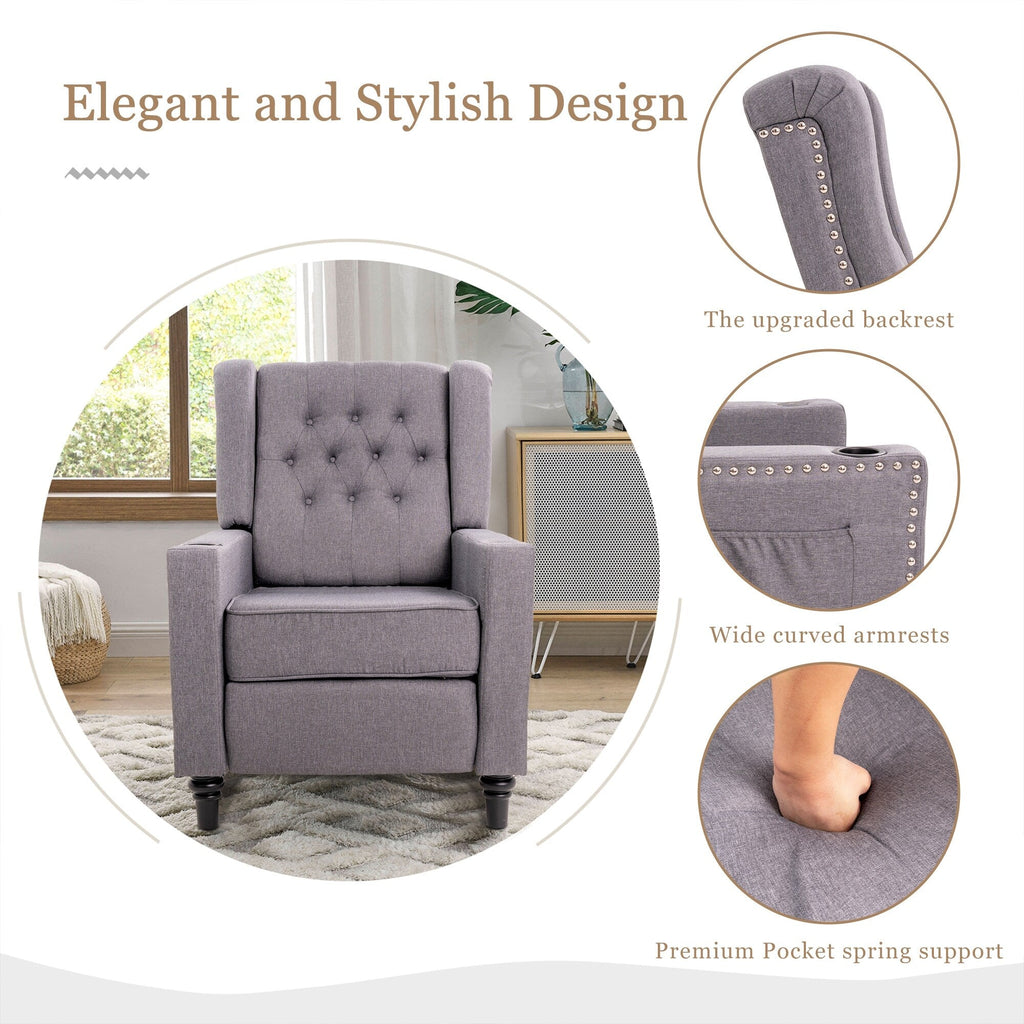 Fauteuil inclinable à dossier réglable, fauteuil clouté, grand canapé rembourré