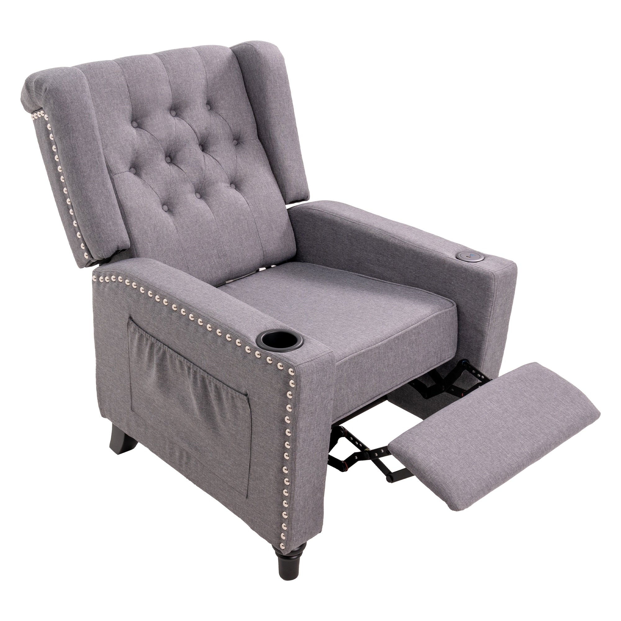 Fauteuil inclinable à dossier réglable, fauteuil clouté, grand canapé rembourré