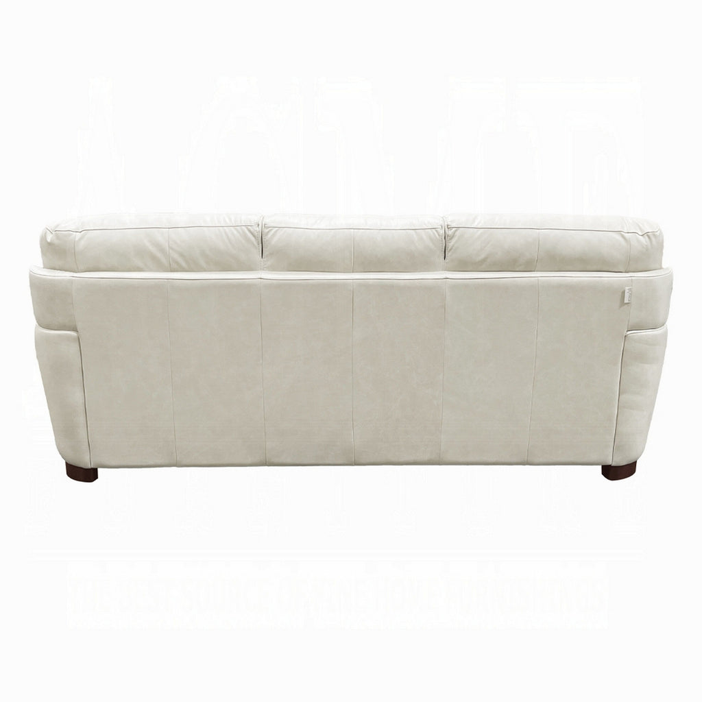 Canapé Aera 93 pouces, cuir italien capitonné pleine fleur gris glacier moelleux