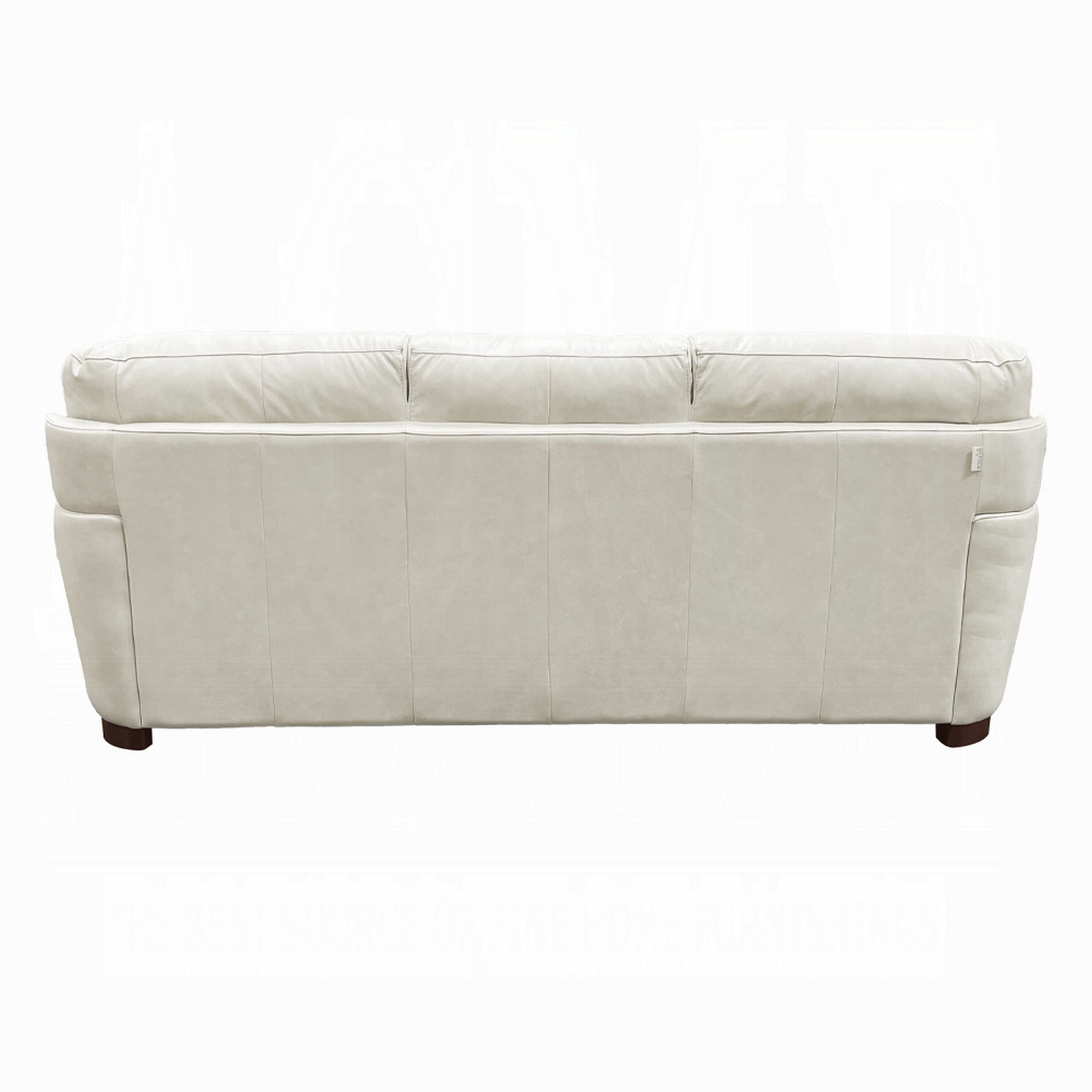 Canapé Aera 93 pouces, cuir italien capitonné pleine fleur gris glacier moelleux