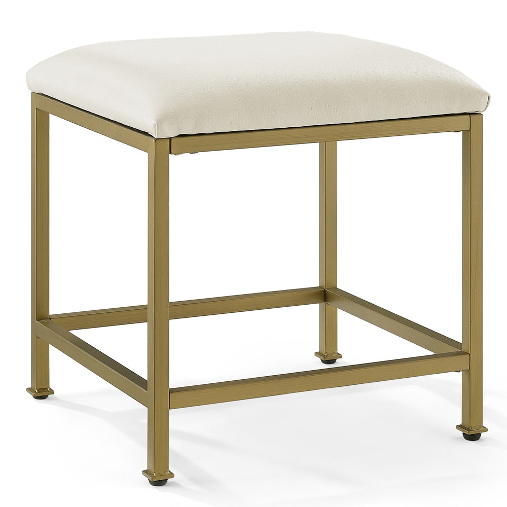 Tabouret de coiffeuse Crosley Aimee - Crème/Or doux - Crème/Or doux - 18 L x 17 P x 18,75 H