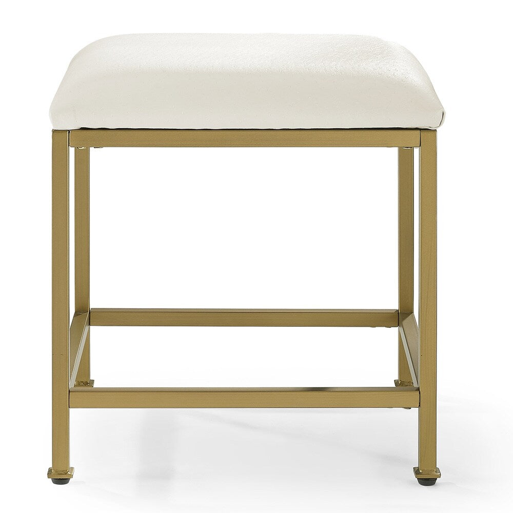 Tabouret de coiffeuse Crosley Aimee - Crème/Or doux - Crème/Or doux - 18 L x 17 P x 18,75 H