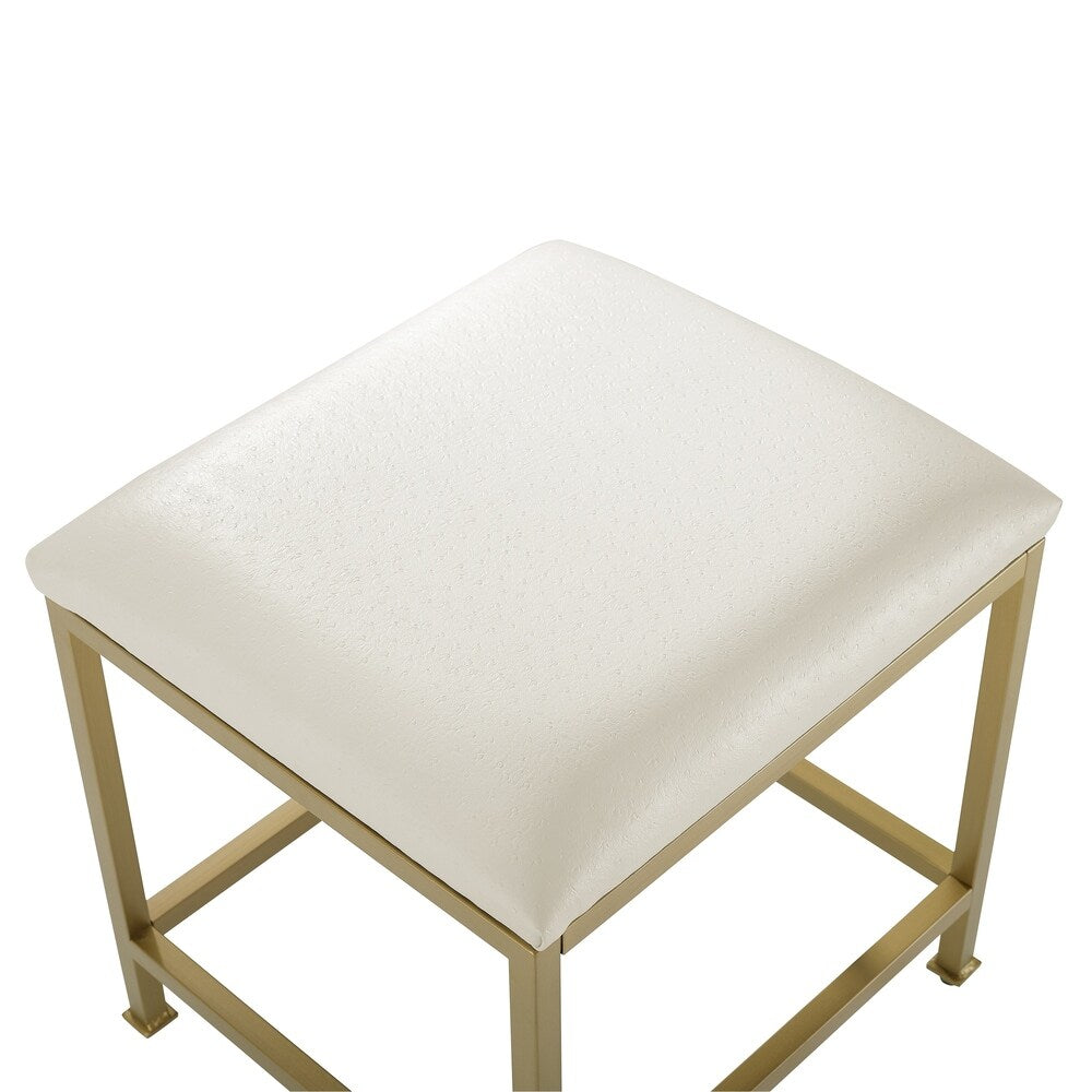 Tabouret de coiffeuse Crosley Aimee - Crème/Or doux - Crème/Or doux - 18 L x 17 P x 18,75 H