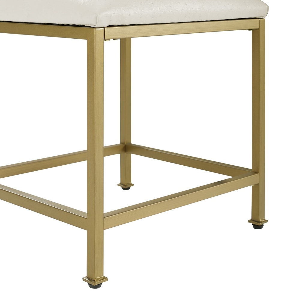 Tabouret de coiffeuse Crosley Aimee - Crème/Or doux - Crème/Or doux - 18 L x 17 P x 18,75 H